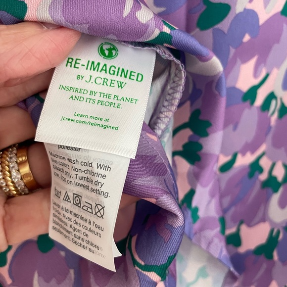 J Crew Collection Pink Purple Lilac Ratti Floral tie bow neck Blouse size M NWT - Picture 6 of 7